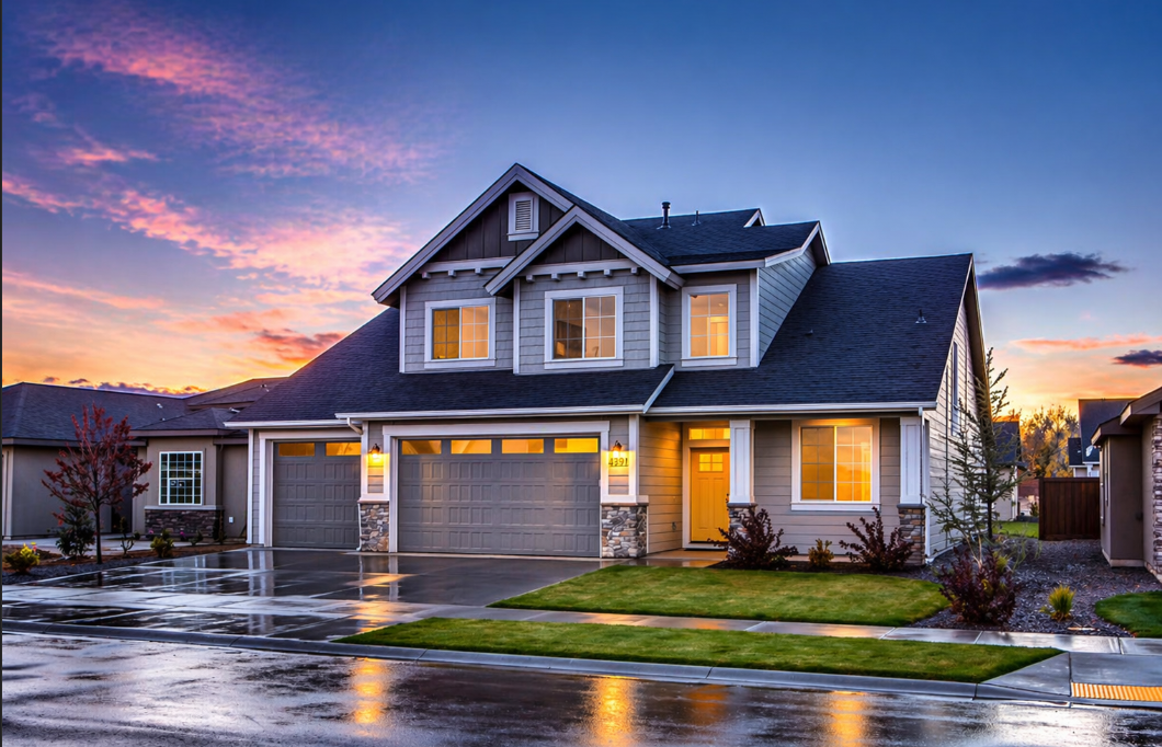 Bespoke double-storey AR Homes residence at dusk
